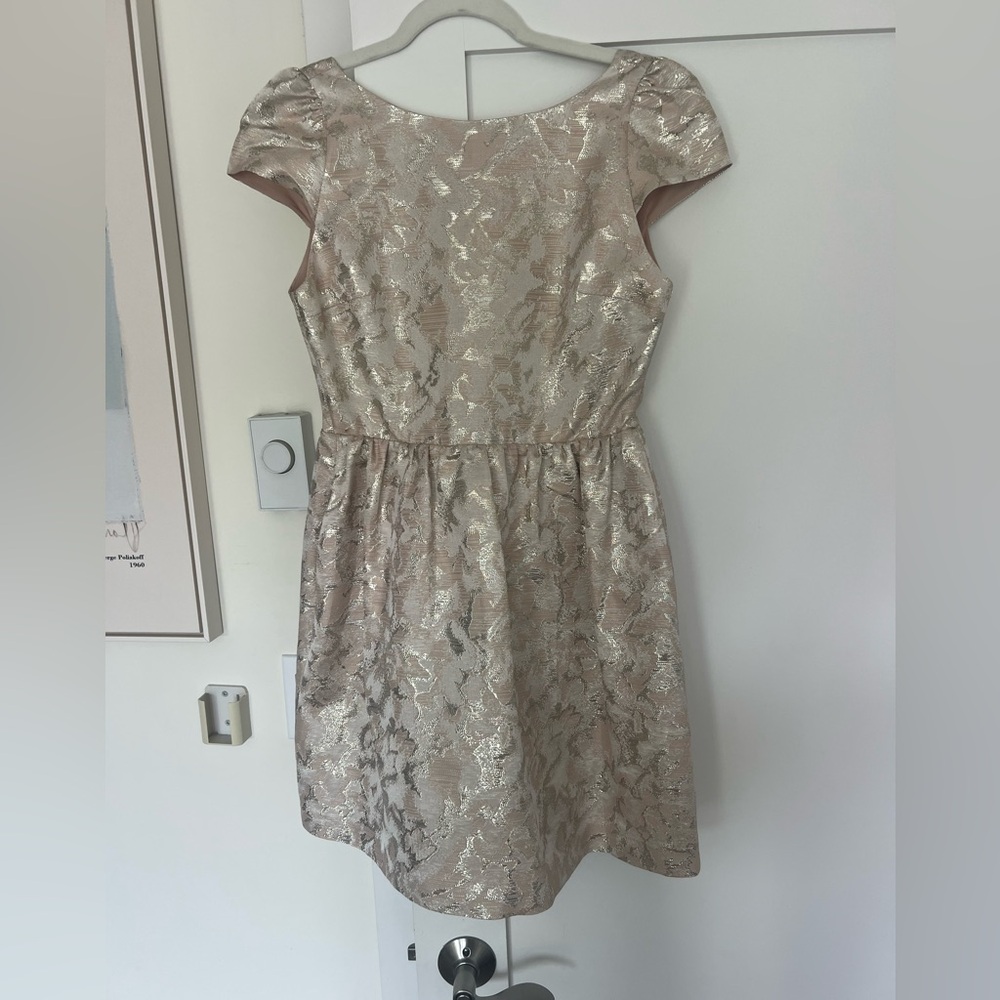 Alice + Olivia Cream and Gold Mini Dress